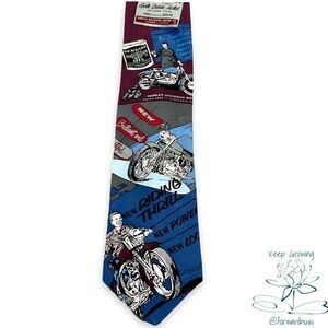 Harley Davidson | Ralph Marlin | Made in USA | Silk Necktie 1990’s Vintage